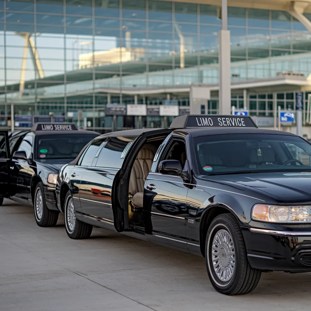Black Limousines Outside Airport Terminal